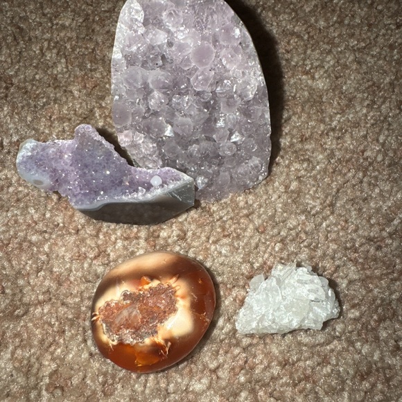 Decorative Amethyst and Crystal Cluster Set - Purple, Orange, White - Picture 2 of 6